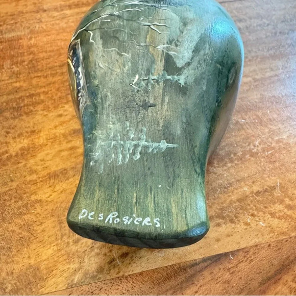 Vintage Handpainted Wooden Mallard Duck Signed M. DesRosiers - Picture 16 of 17